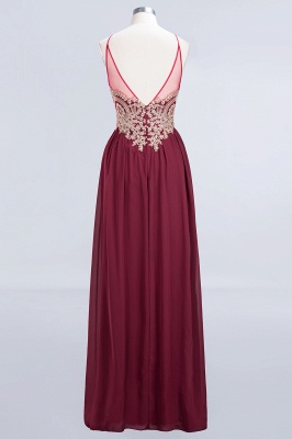 A-line Chiffon Spaghetti-Straps Summer Backless Floor-Length Bridesmaid Dress UK with Appliques_2