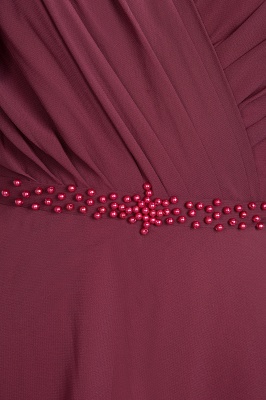 A-line Chiffon V-Neck Straps Summer Ruffles Floor-Length Bridesmaid Dress UK with Pearls_7