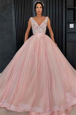 Charming Appliques V-Neck Summer Prom Dress UK_1