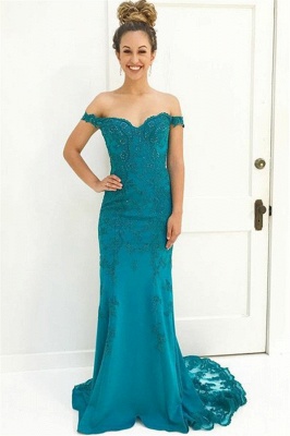 Charming Off-the-Shoulder Appliques Teenage Beading Floor-Length Online Prom Dress Sale | Suzhoudress UK_1