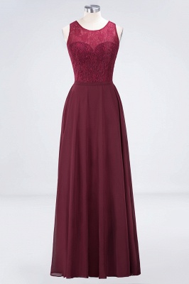 A-line Chiffon Simple Lace Jewel Summer Hollowout Floor-Length Bridesmaid Dress UK_1
