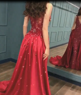 Glittering Mermaid V-Neck Rinestones Exclusive Prom Dresses UK with Overskirt | New Styles_3
