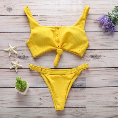 Modern Women Solid Color Bikini Set_3