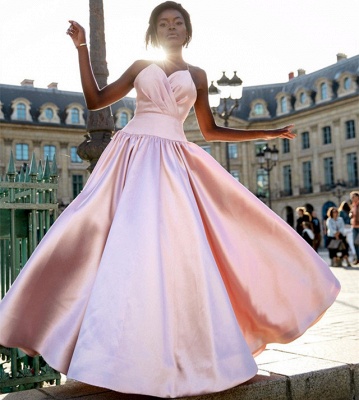 Elegant Simple Pink Spaghetti-Straps Prom Dresses | Summer Sleeveless Princess A-line Ruffles  Evening Dresses | Suzhou UK Online Shop_2