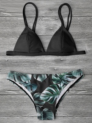 Modern Women Triangle Floral Print Bikini Set_12