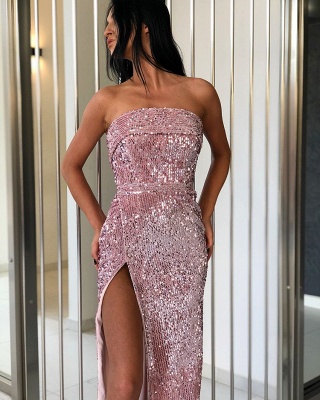 Gorgeous Strapless Shining Sequins Long Prom On Sale_2