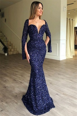 Elegant Mermaid Sweetheart Sleeved Shining Sequins Exclusive Prom Dresses UK | New Styles_1