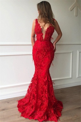 Flirty Ruby Mermaid Sleeveless Lace Appliques Evenging Dresses | New Styles_1