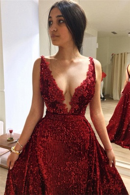 Burgundy fitted Fitted Sleeveless Shining Sequins Elegant Evening Dresses Online | New Styles_2
