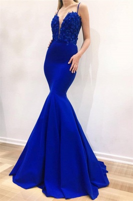 Gorgeous Mermaid Spaghetti Straps Sleeveless Appliques Evening Dresses Online | New Styles_1