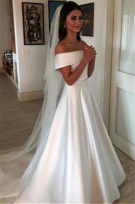 Gorgeous Off-the-Shoulder Wedding Dresses | Bowknot Ribbons Sleeveless Floral Bridal Gowns_1