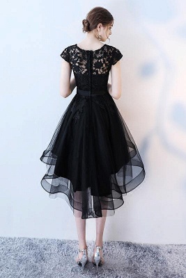 Black Bowknot Jewel Lace Appliques Homecoming Dresses | HI-Lo Sheer Sleeveless Short Party Dresses_2
