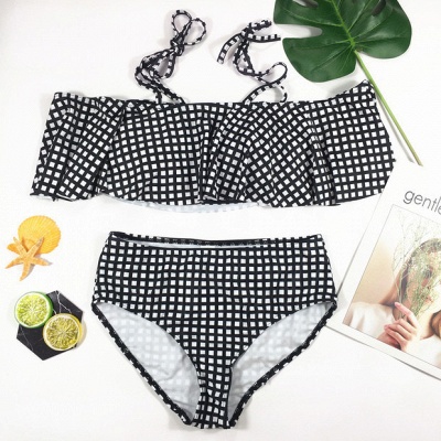 Sexy Black and White Grid Swimwear Seaside | Summer Popular  Bikini Online for Beach_6