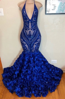 Sexy Low Cut Halter Sequins Pattern Floral Sweep Train Prom Dresses | Suzhou UK Online Shop_3