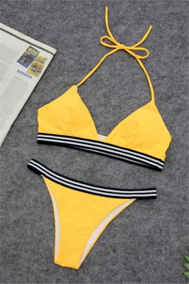 Triangle Pads Halter Two-piece Bikini Swimsuits_2