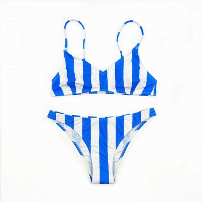 Colorful Stripes Spaghetti Straps Two-piece Bikini Set_9