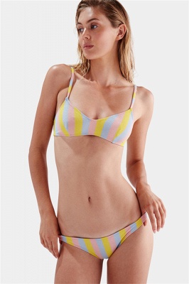 Colorful Stripes Spaghetti Straps Two-piece Bikini Set_1