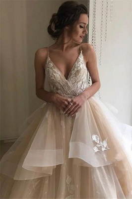 Sexy Applique TieGorgeous  Sheer Wedding Dresses | Spaghetti-Strap Sleeveless Backless Floral Bridal Gowns_2
