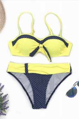 Yellow Sweetheart Spaghetti Two-piece Bikini Sets_4