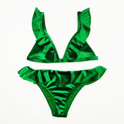 Silky Sexy V-Neck Draped Two-piece Bikini Sets_6