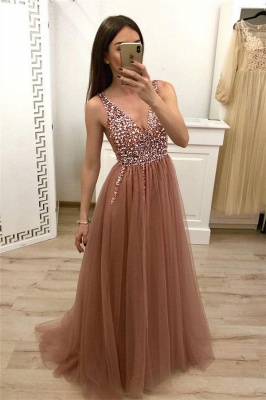 Crystal Straps Sequin Prom Dresses | Lace-Up Side slit Sexy Mermaid Sleeveless Evening Dresses_1