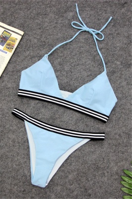 Triangle Pads Halter Two-piece Bikini Swimsuits_3