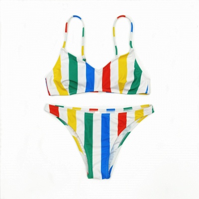 Colorful Stripes Spaghetti Straps Two-piece Bikini Set_10