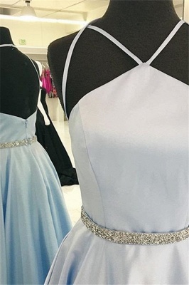 Glamorous Halter Beads Prom Dresses |  Open Back  Evening Dresses with Belt_3
