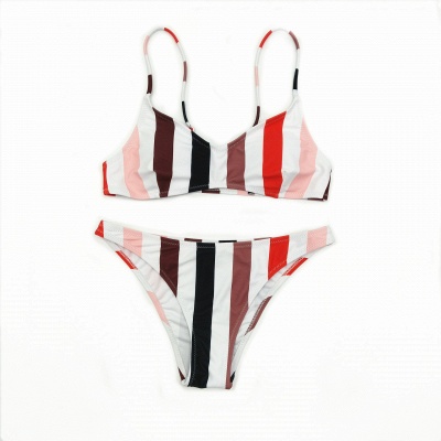 Colorful Stripes Spaghetti Straps Two-piece Bikini Set_12