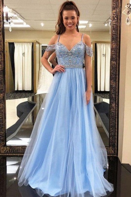 Glamorous Crystal SpagheetiStraps Prom Dresses | Sheer  Sequins leeveless Evening Dresses_3