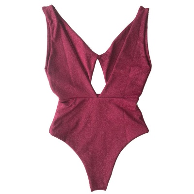 Deep V-neck Cut-out One-piece Maillot Beachwears_5