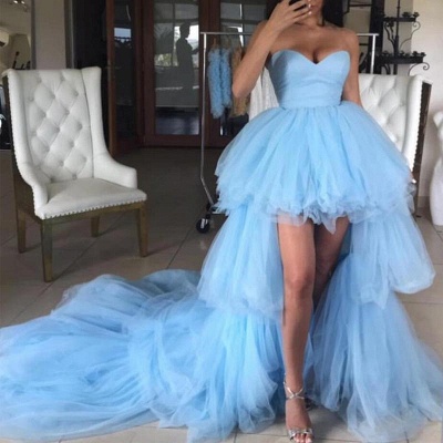 Sweetheart Overskirt Tired Prom Dresses | Hi-Lo Sheer Sleeveless Evening Dresses_2