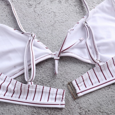 Vintage Ribbed Stripes Bra Two-piece Bikini Set_7