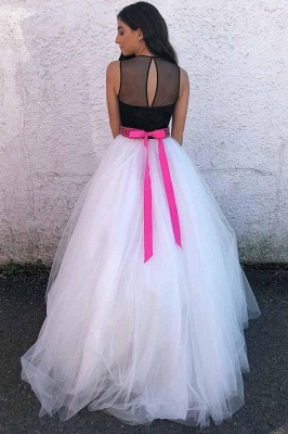 Glamorous Sheer Jewel Ribbon Beads Prom Dresses | Sleeveless Evening Dresses with Bowknot_2