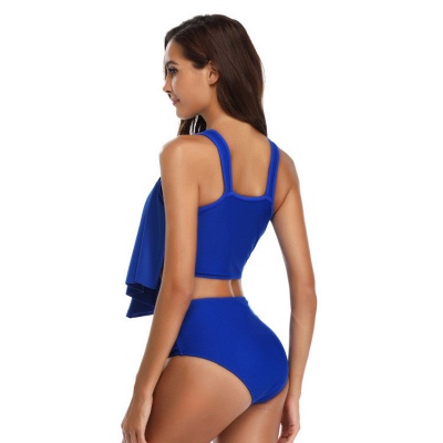 Ruffles Solid Pads Spaghetti Two-piece Swimsuits_5
