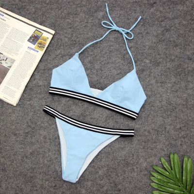 Triangle Pads Halter Two-piece Bikini Swimsuits_6