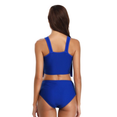 Ruffles Solid Pads Spaghetti Two-piece Swimsuits_11