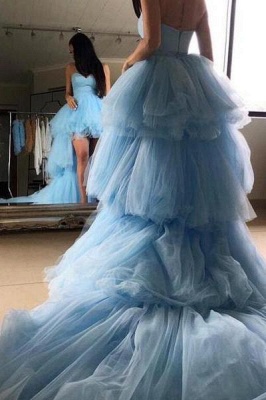 Sweetheart Overskirt Tired Prom Dresses | Hi-Lo Sheer Sleeveless Evening Dresses_4