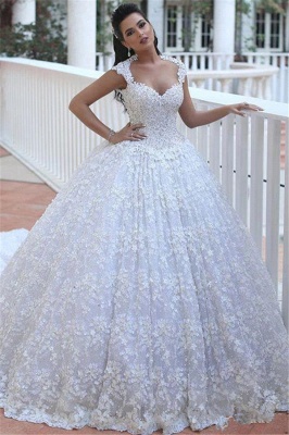 Crystal Lace Ball Gown Wedding Dresses Court Train Beading  Bridal Gowns MH068_2