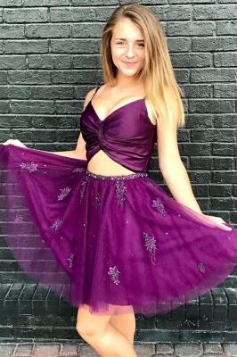 Sexy Two-Pieces Tulle Beading Homecoming Dress_1