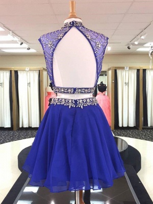 Illusion Two-Pieces High Neck Beading Homecoming Dress_2