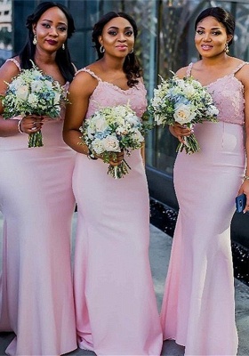 Sheath Spaghetti Straps Pink Bridesmaid Dresses |  Long Sexy Maid of Honor Dresses_2
