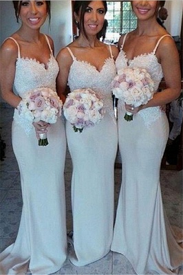 Spaghetti Strap Mermaid Floor Length Bridesmaid Dresses Open Back Lace Wedding Party Dresses BO9564_2