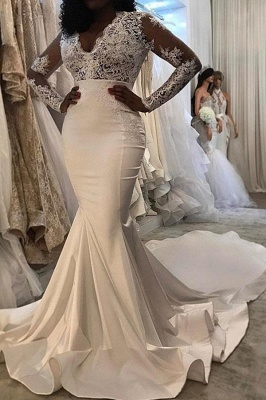 Sexy Lace Trumpet/ Mermaid Wedding Dresses | White Chic Wedding Dress_2