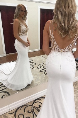 Straps Appliques V-Neck Mermaid Wedding Dresses | Bridal Gowns Online_1