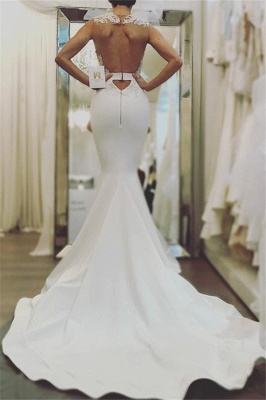 Elegant Mermaid Sleeveless Wedding Dresses  |  Open Back Lace Wedding Dress Online_3