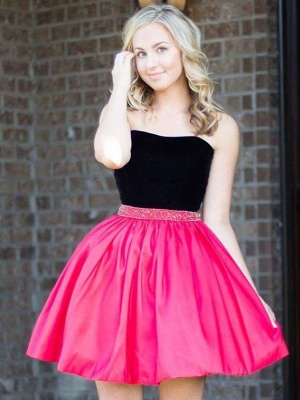 Strapless Short Mini A-Line Homecoming Dress with Beadings_1