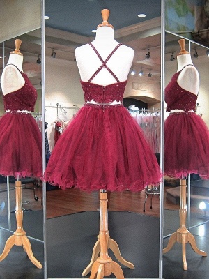 Stylish Two-Pieces Lave Beading Short Homecoming Dress_2