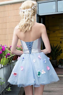 Flowers Strapless Satin Tulle Homecoming Dress_2