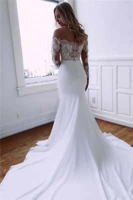Affordable Appliques Long-Sleeves Mermaid Wedding Dresses | Bridal Gowns Online_2